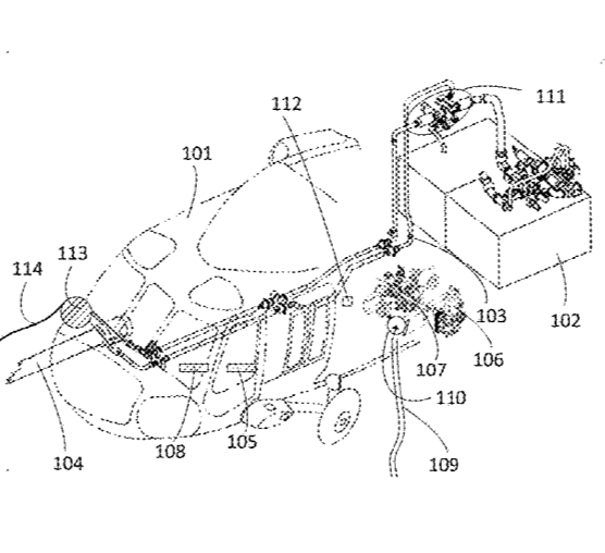 Diagram Image from patent application of Precision aerial firefighting and deluge system for helicopters and unmanned aerial systems