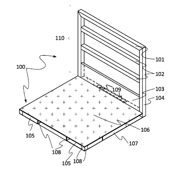 Diagram of a gas cylinder pallet from the first page of a patent application
