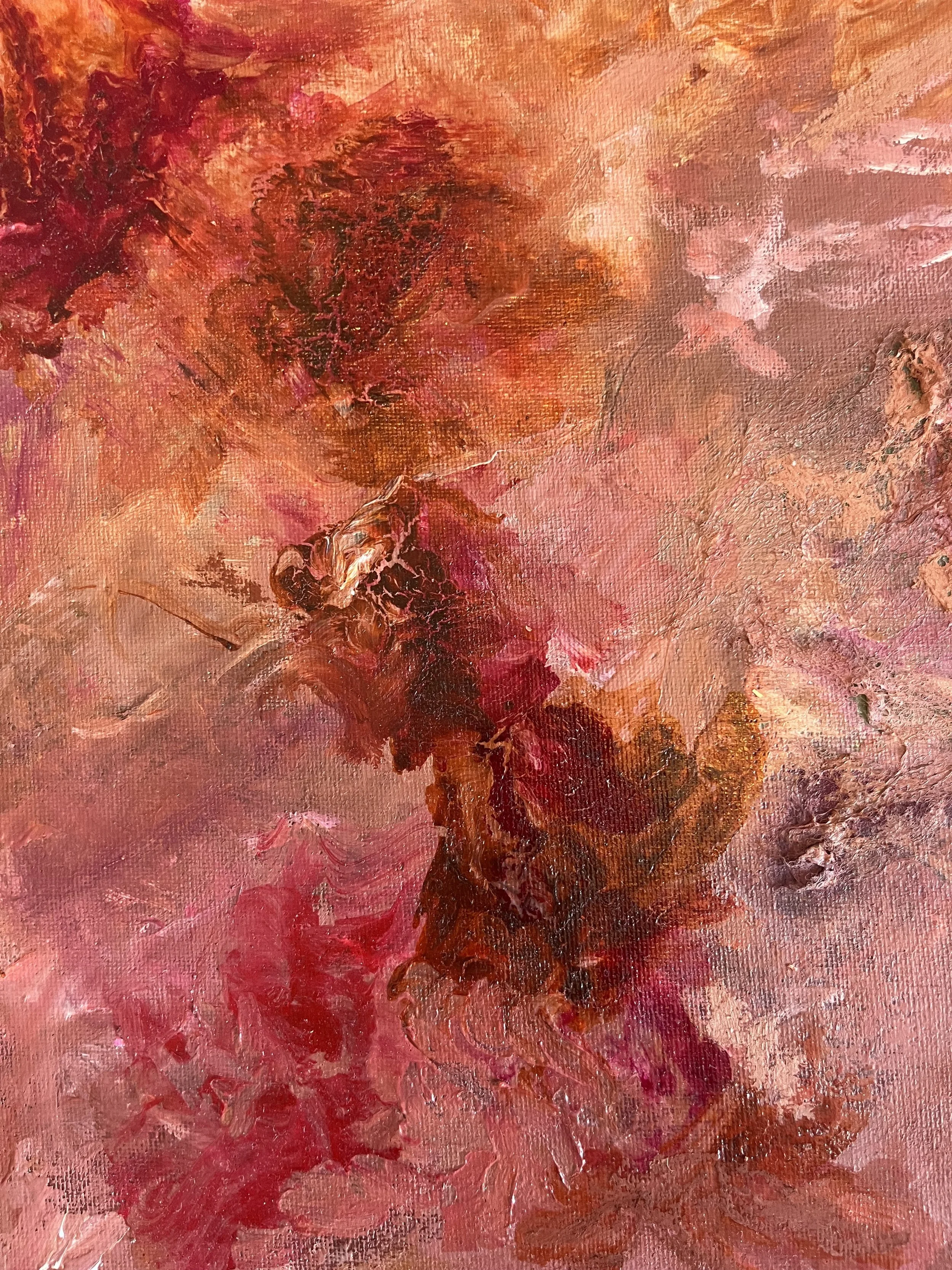 Stuck Abstract Art Pink and Wool Acrylic on Canvas Robella Artwork close up 3.jpg