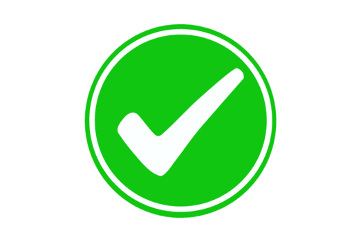 Green circular checkmark symbol with a white checkmark inside.