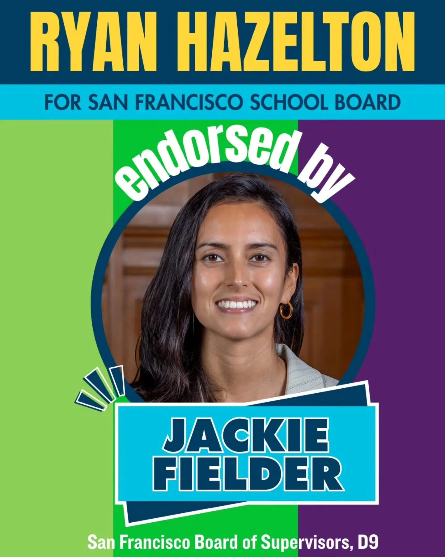 A fighter for D9 and our city, I'm honored to have earned the endorsement of Supervisor @jackiefielder_ in our race for School Board. 

Ballots are out! Spread the word- down ballot voting matters.