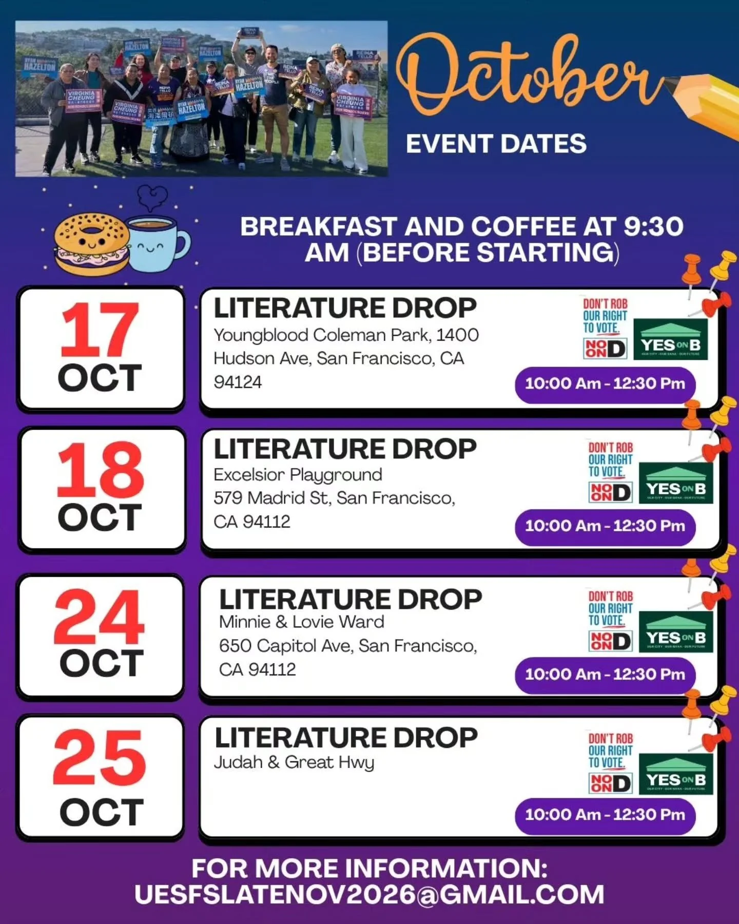 Three weeks to Election Day! Join us for some democracy fun. Get your exercise and help us spread the word about @unitededucatorsofsf endorsed candidates- ME, @reina4boe and @virginiac_49 

We're up against well financed conservative groups like Grow