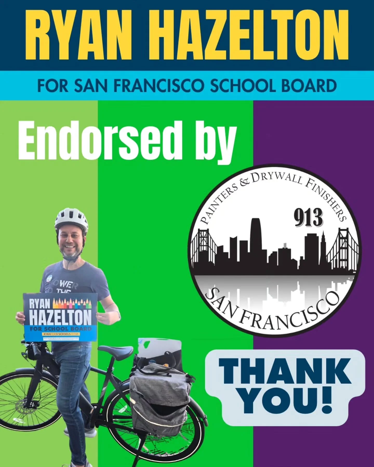 Coming from a union family, the continued support coming from our local unions is a big honor. Thank you Local 913 for endorsing our campaign for school board!