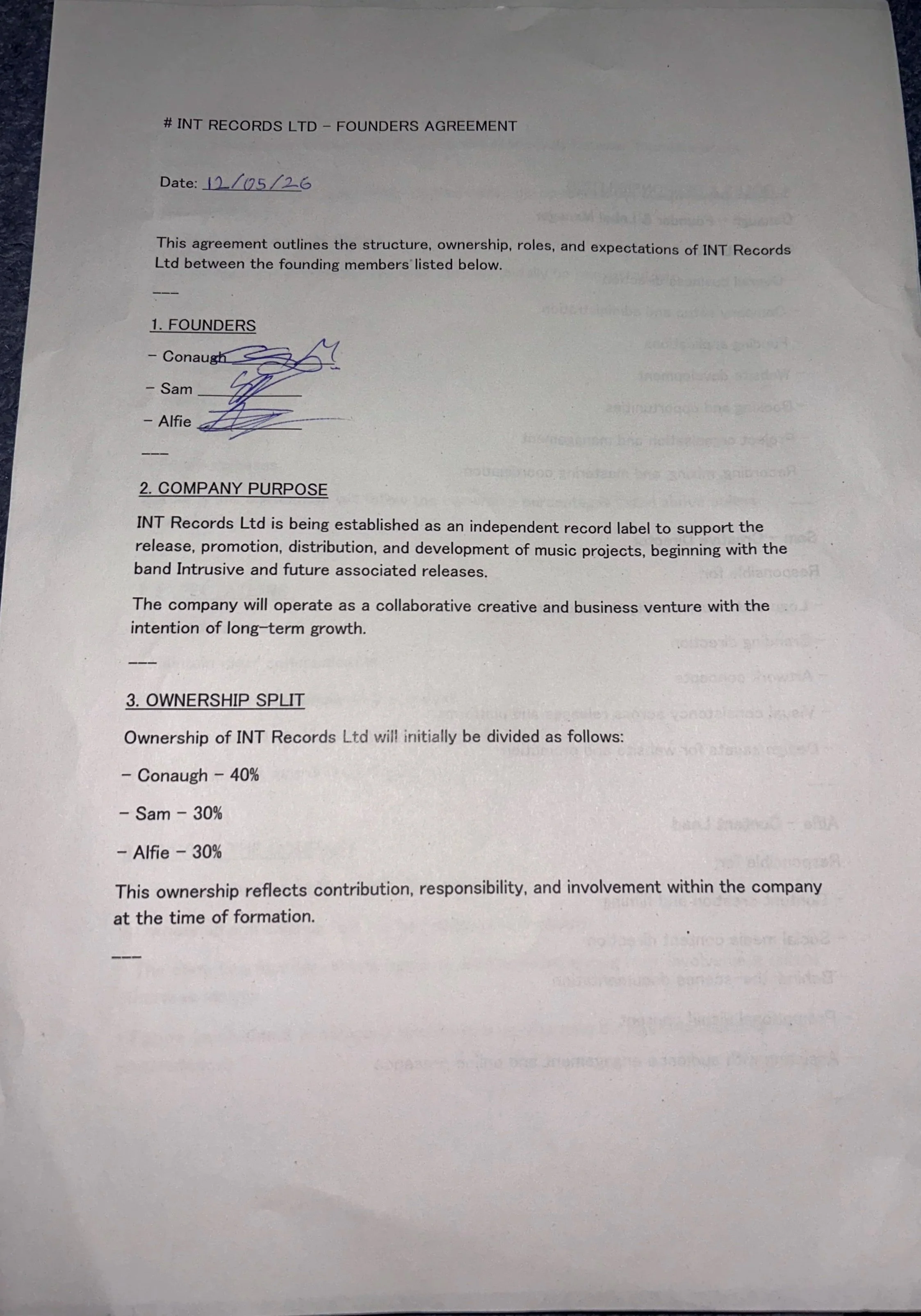 Ownership Agreement