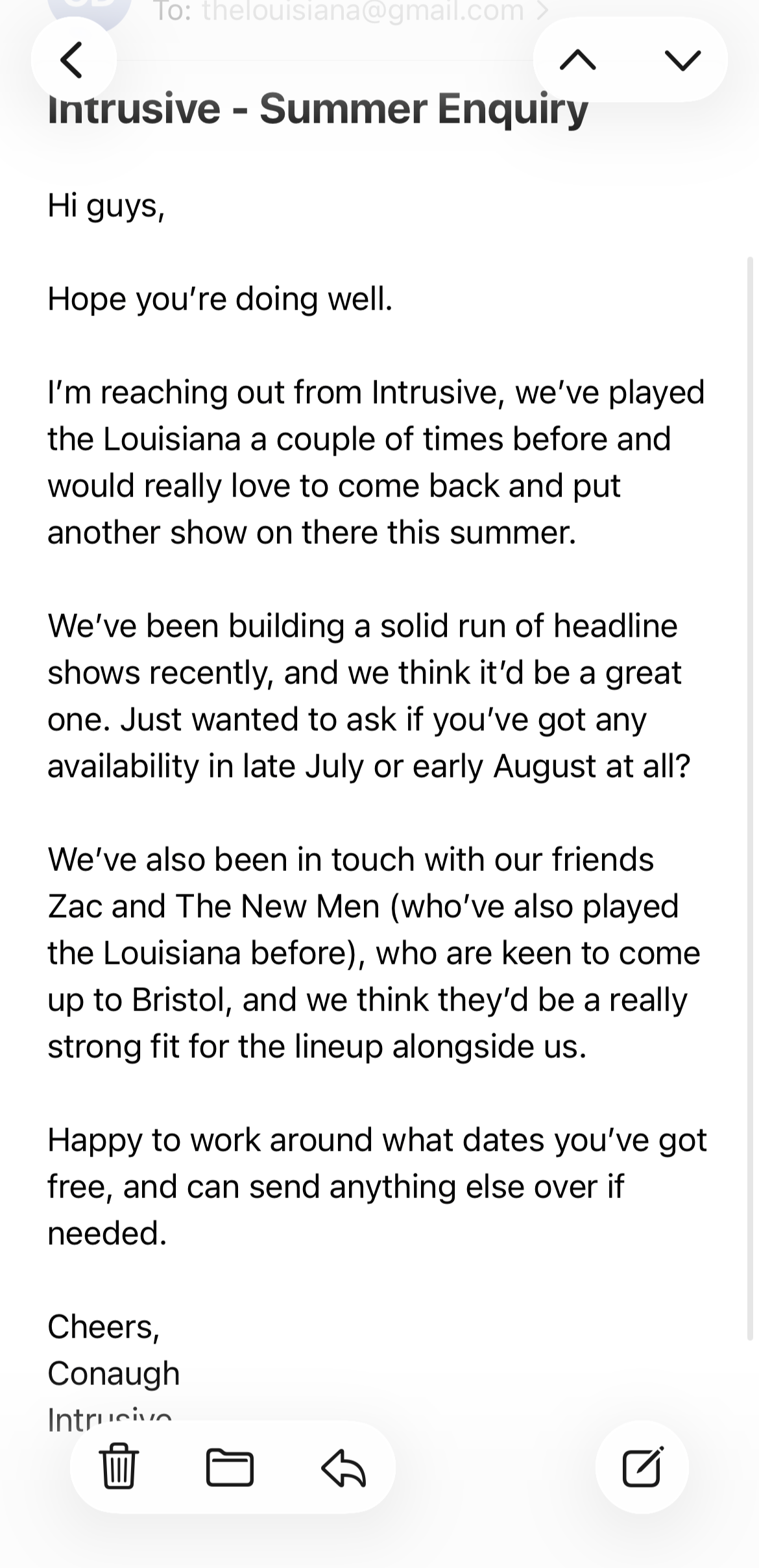 Working On Dates With The Louisiana For A Crossover Show