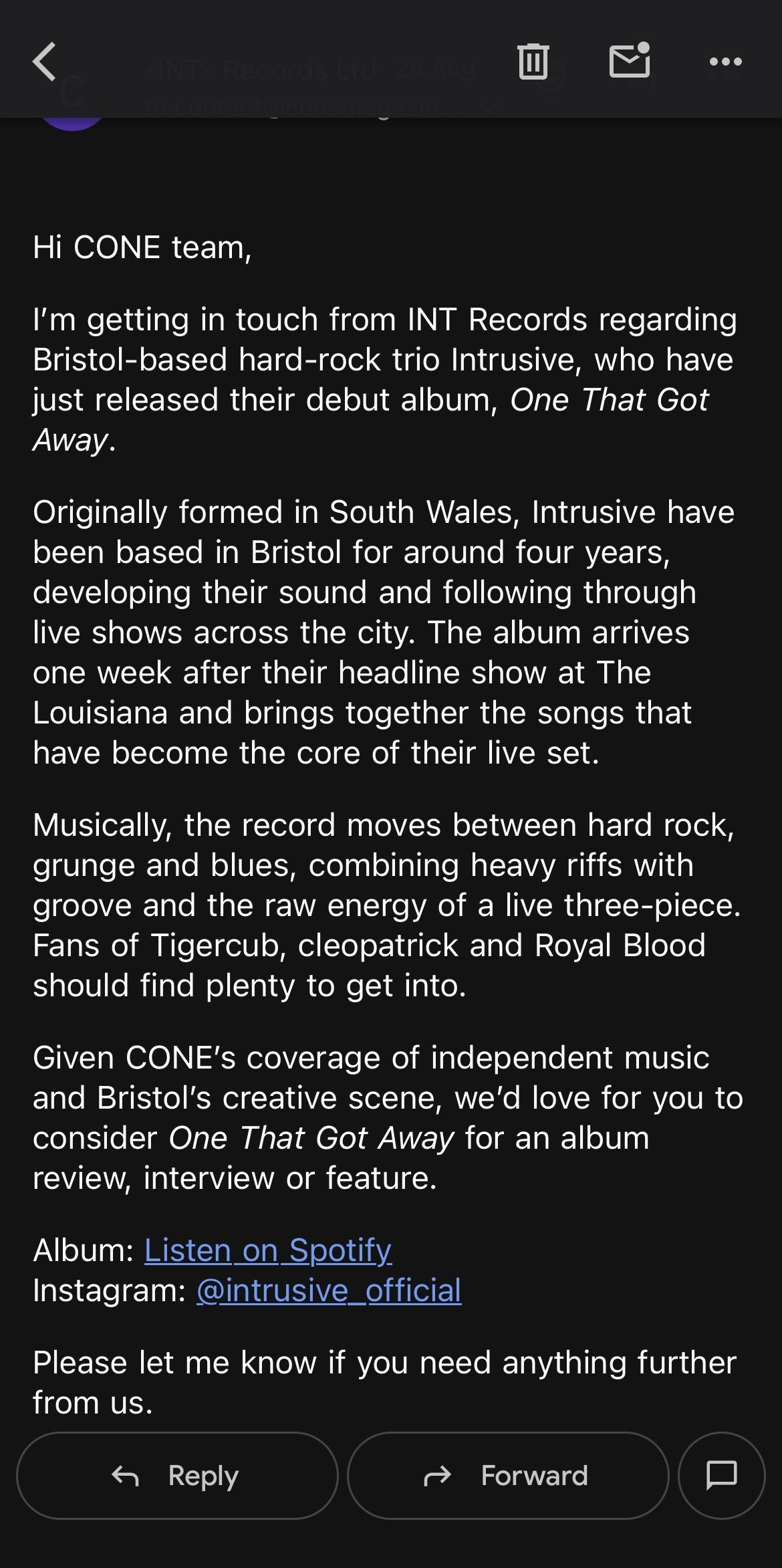Some Of The Current Emails Being Sent To Radio And Magazine To Feature And Push The Album Right Now (4)