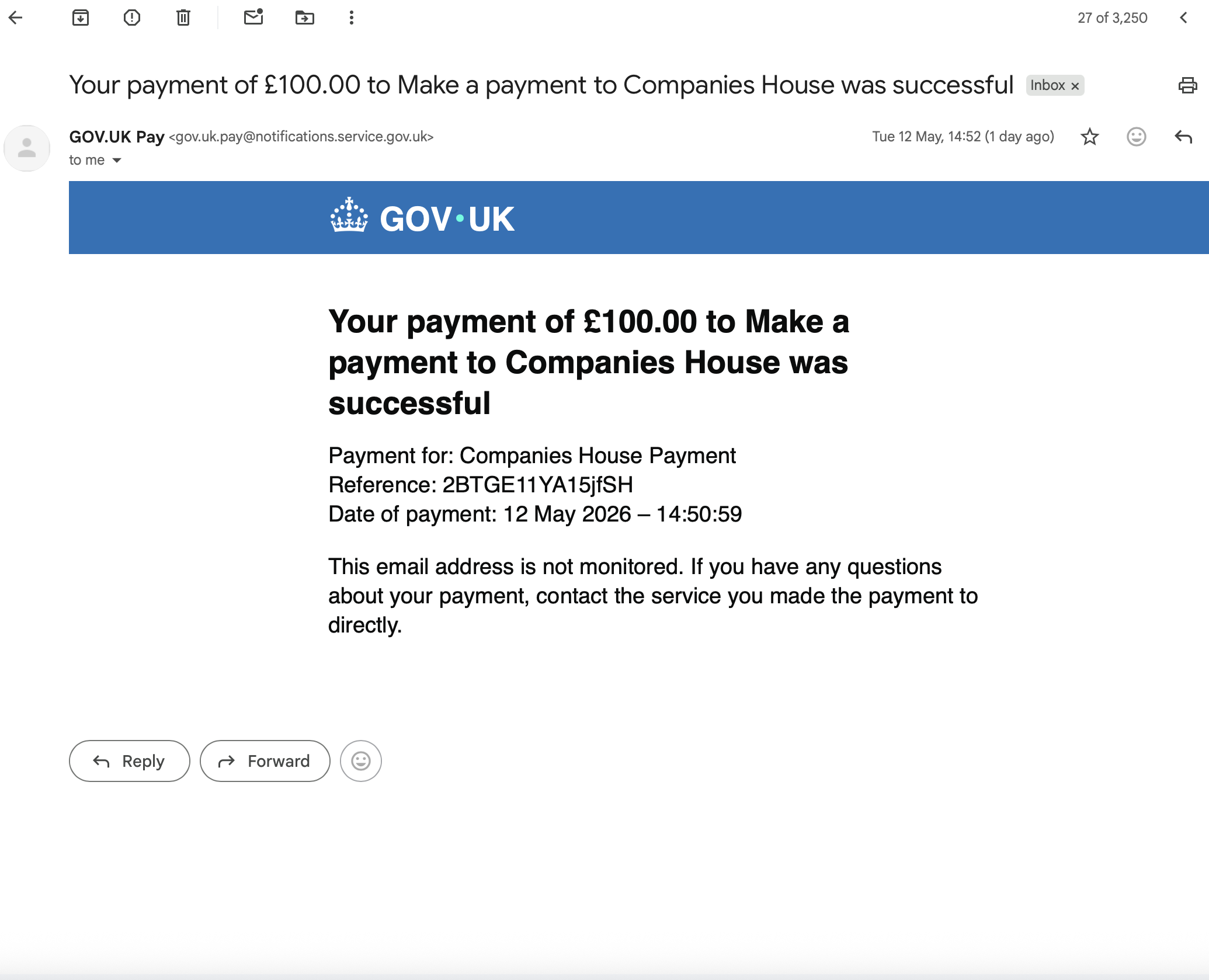 Paying Companies house