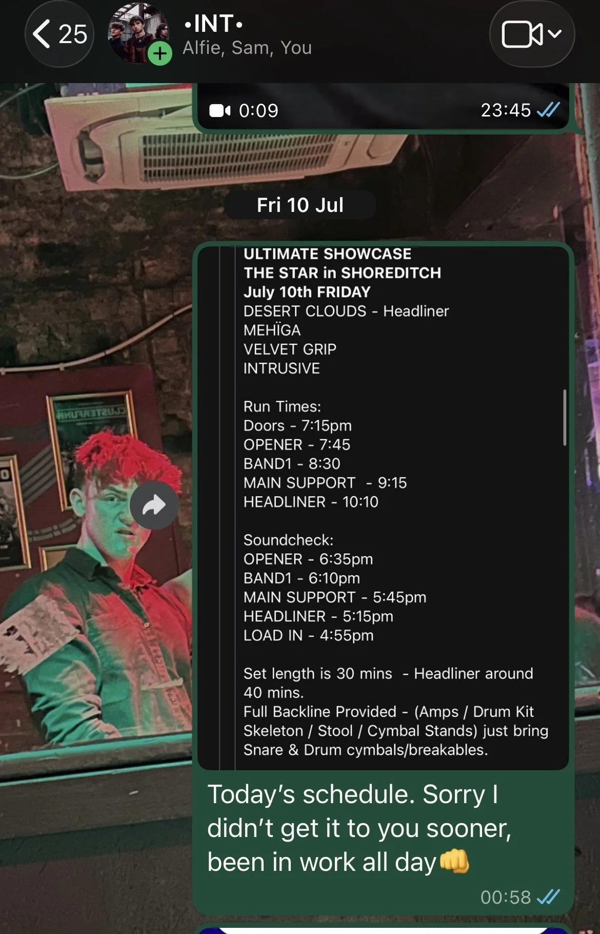 Sorting Schedules For Our London Show In July