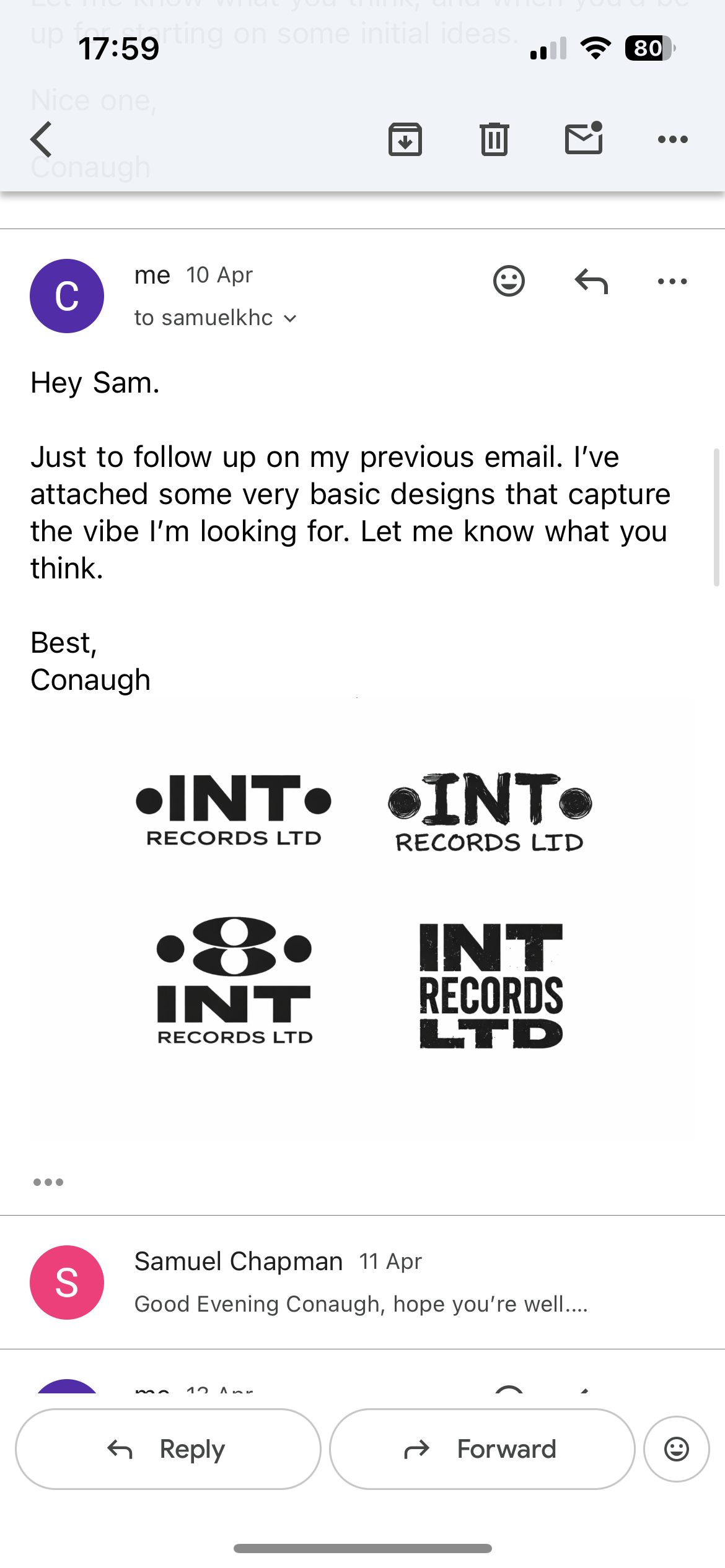 Logo Development Process Captured Through Email Exchanges (Fig A)