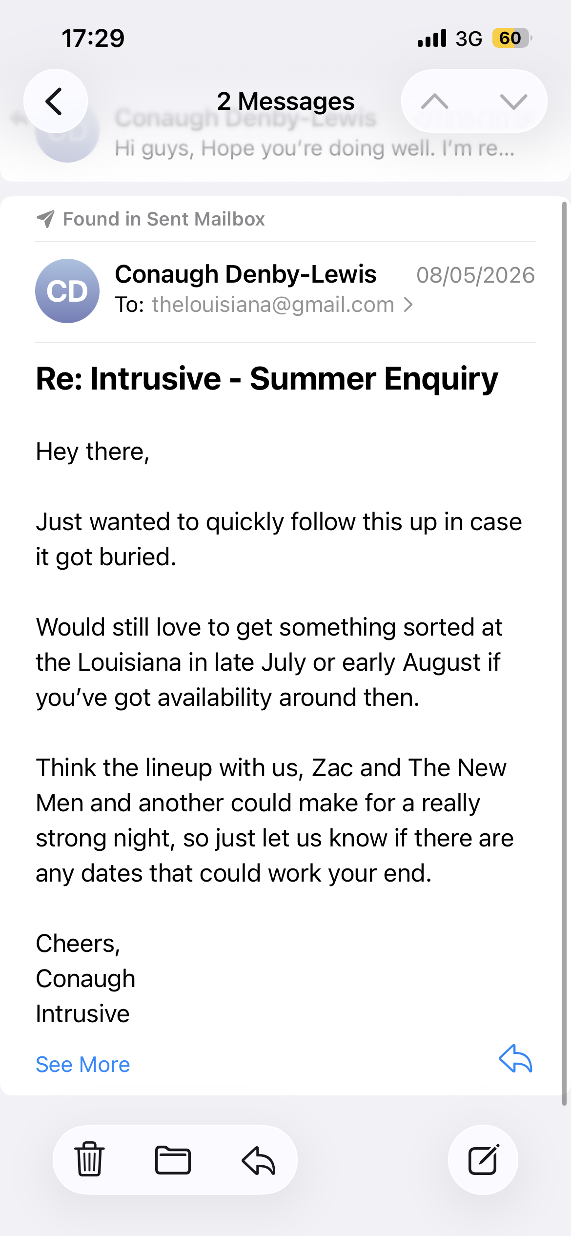 Email Chain Started With The Louisiana After Enquiring