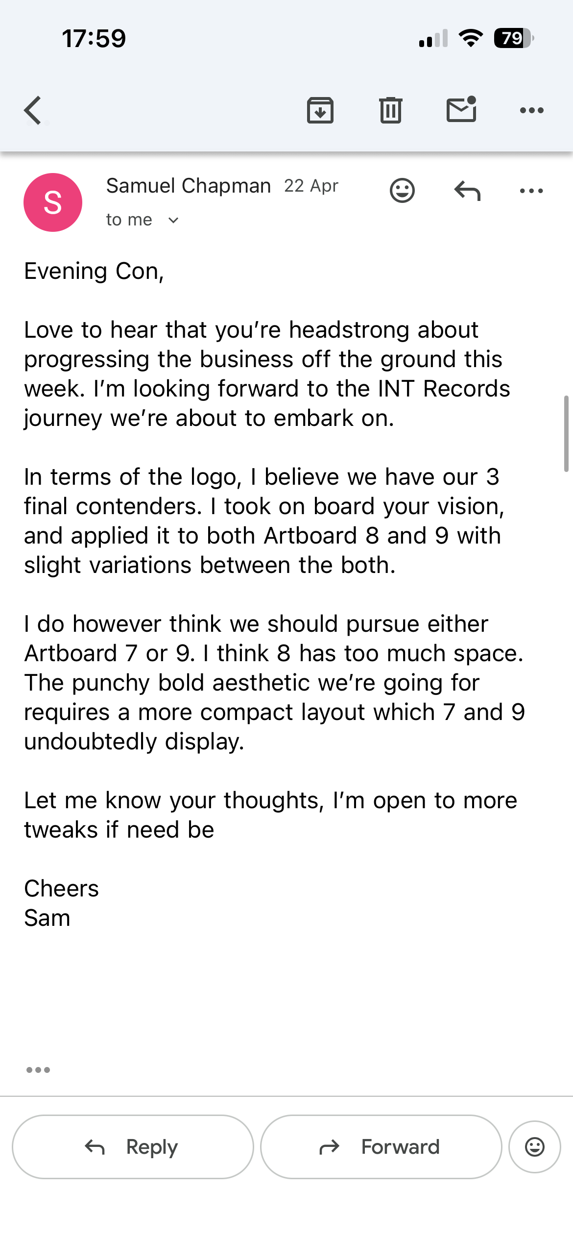 Logo Development Process Captured Through Email Exchanges (Fig G)