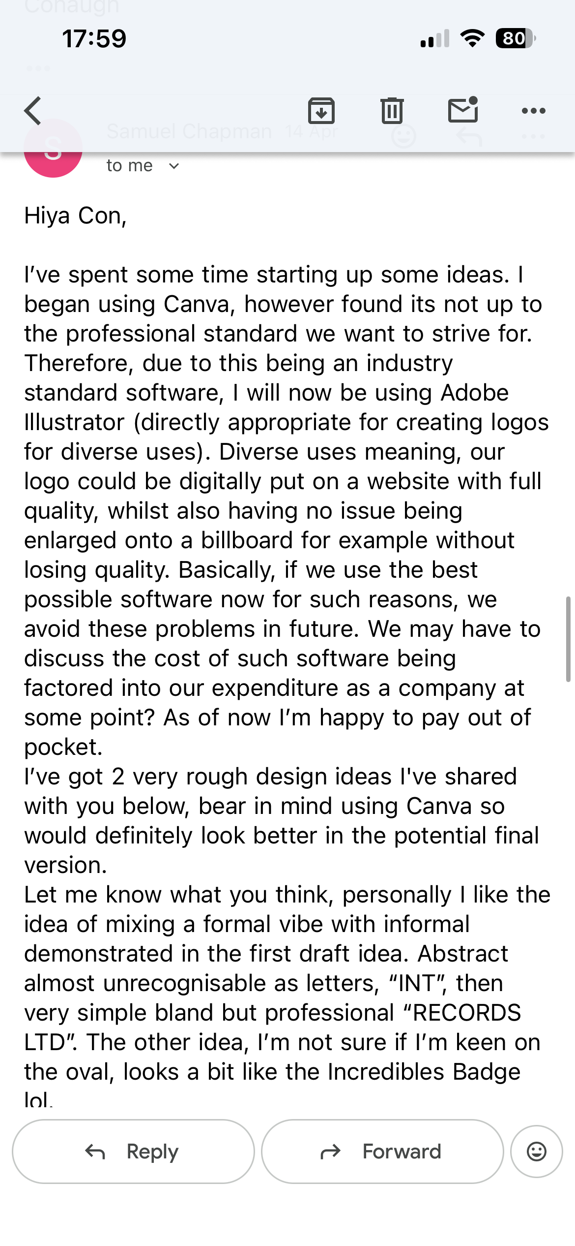 Logo Development Process Captured Through Email Exchanges (Fig H)