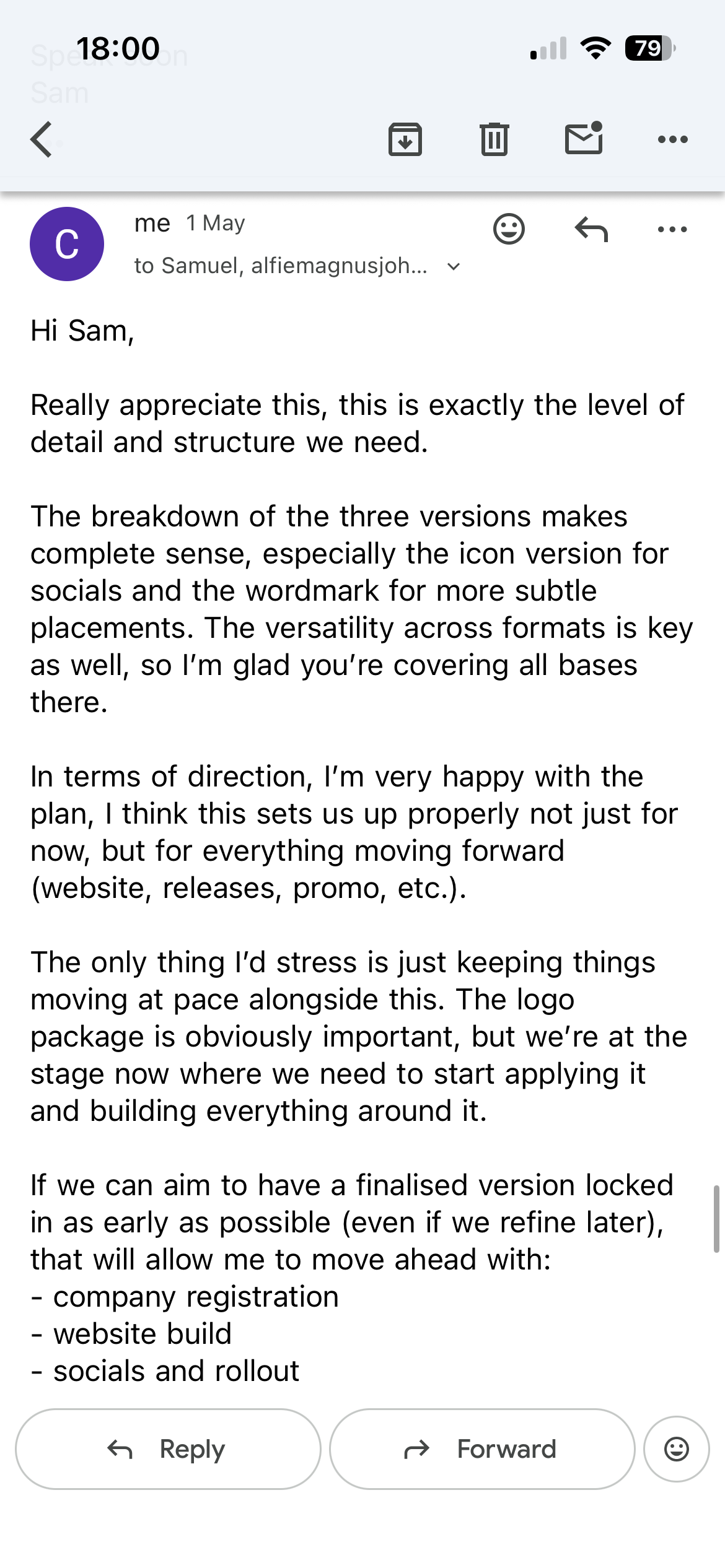 Logo Development Process Captured Through Email Exchanges (Fig E)