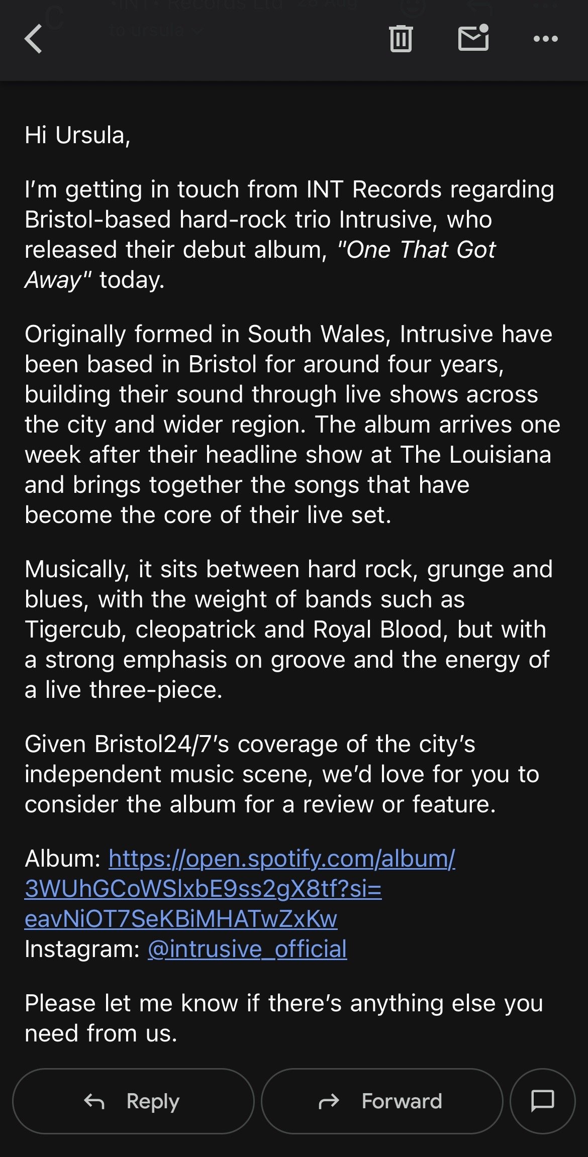 Some Of The Current Emails Being Sent To Radio And Magazine To Feature And Push The Album Right Now (3)