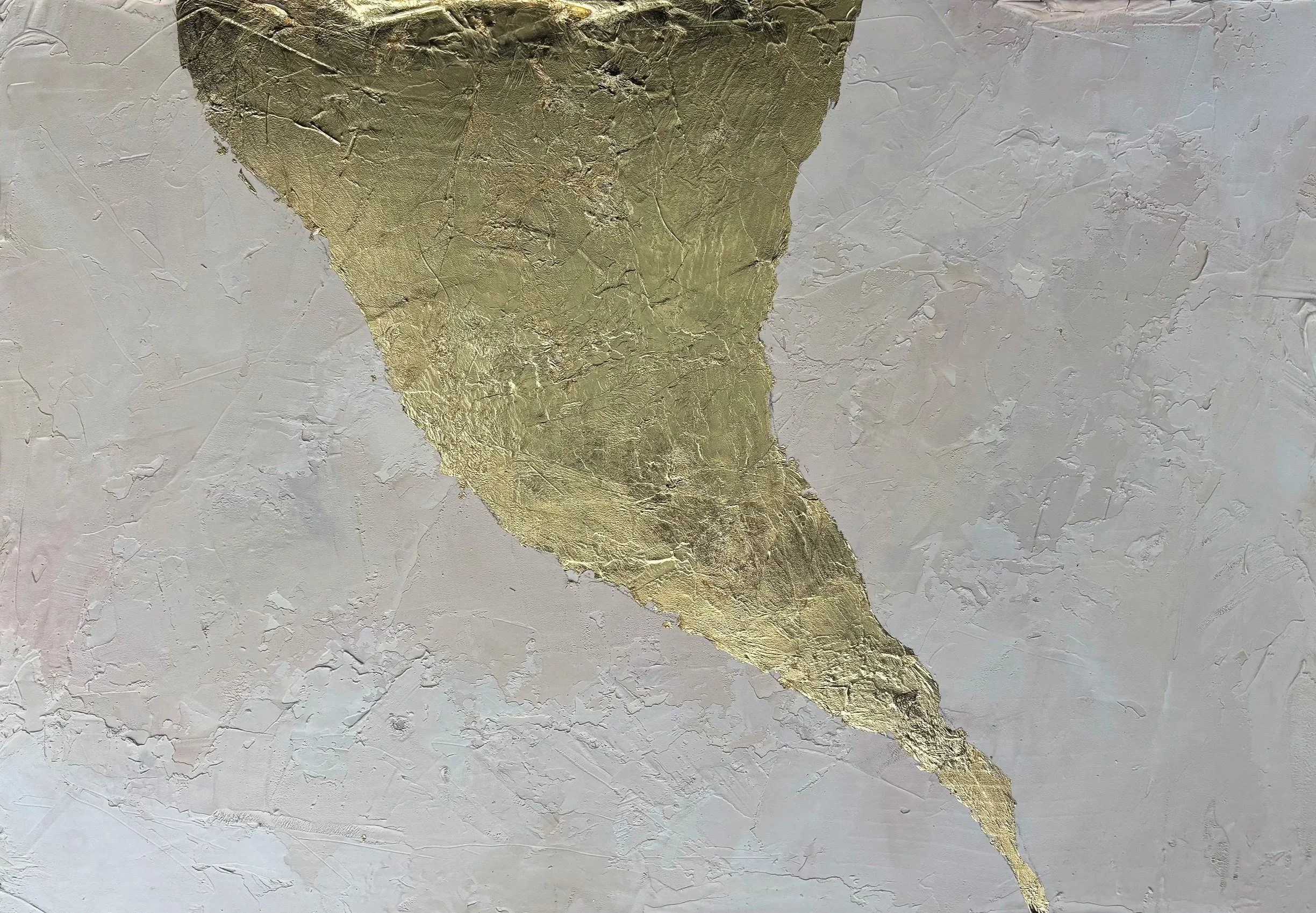 Eva Engel, Organic #3, molding paste, acrylic paint, gold leaf, 18" x 24", 2025