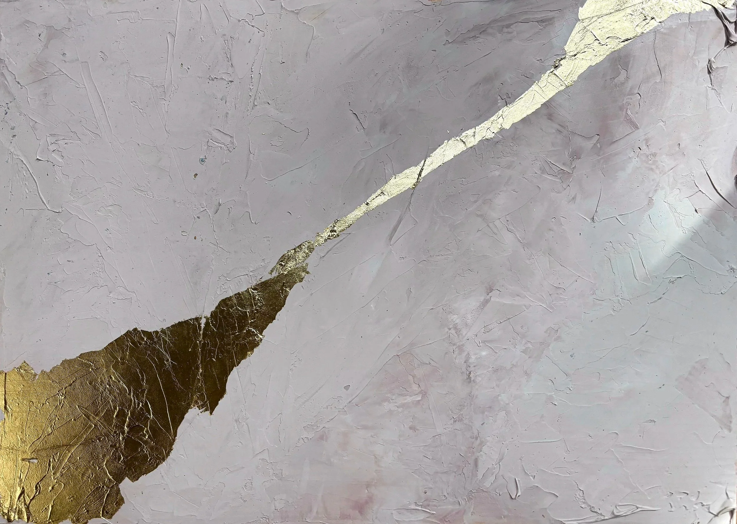 Eva Engel, Organic #2, molding paste, acrylic paint, gold leaf, 18" x 24", 2025