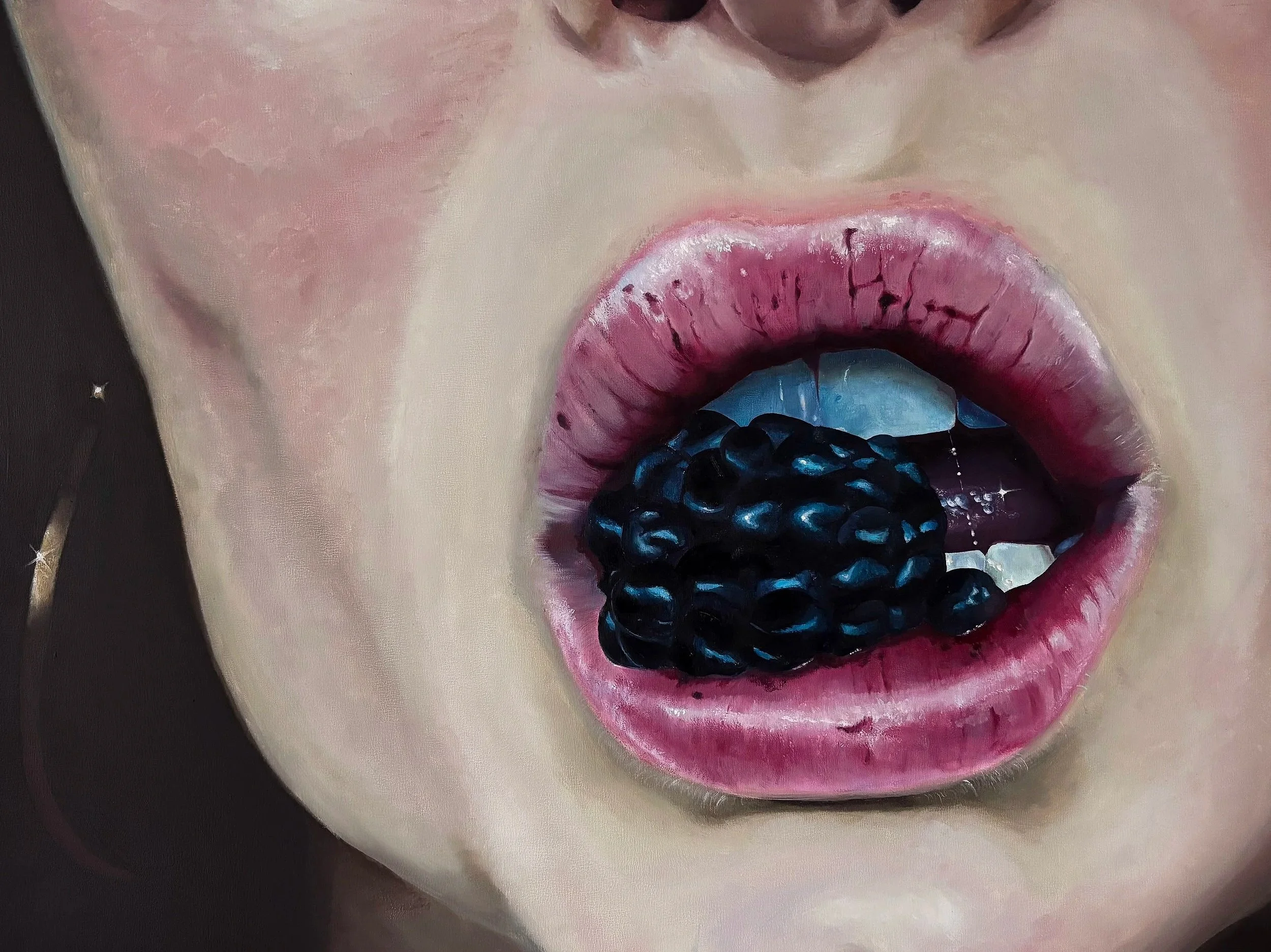 Eva Engel, Just A Bite, oil paint, 18”x 24”, 2025