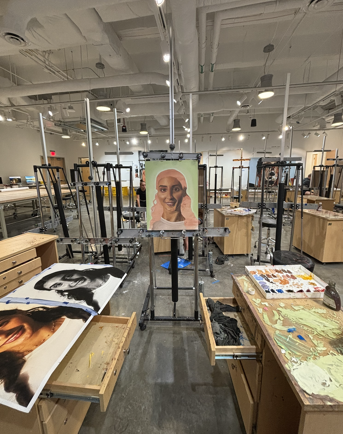 Self Portrait, painting studio, 2025