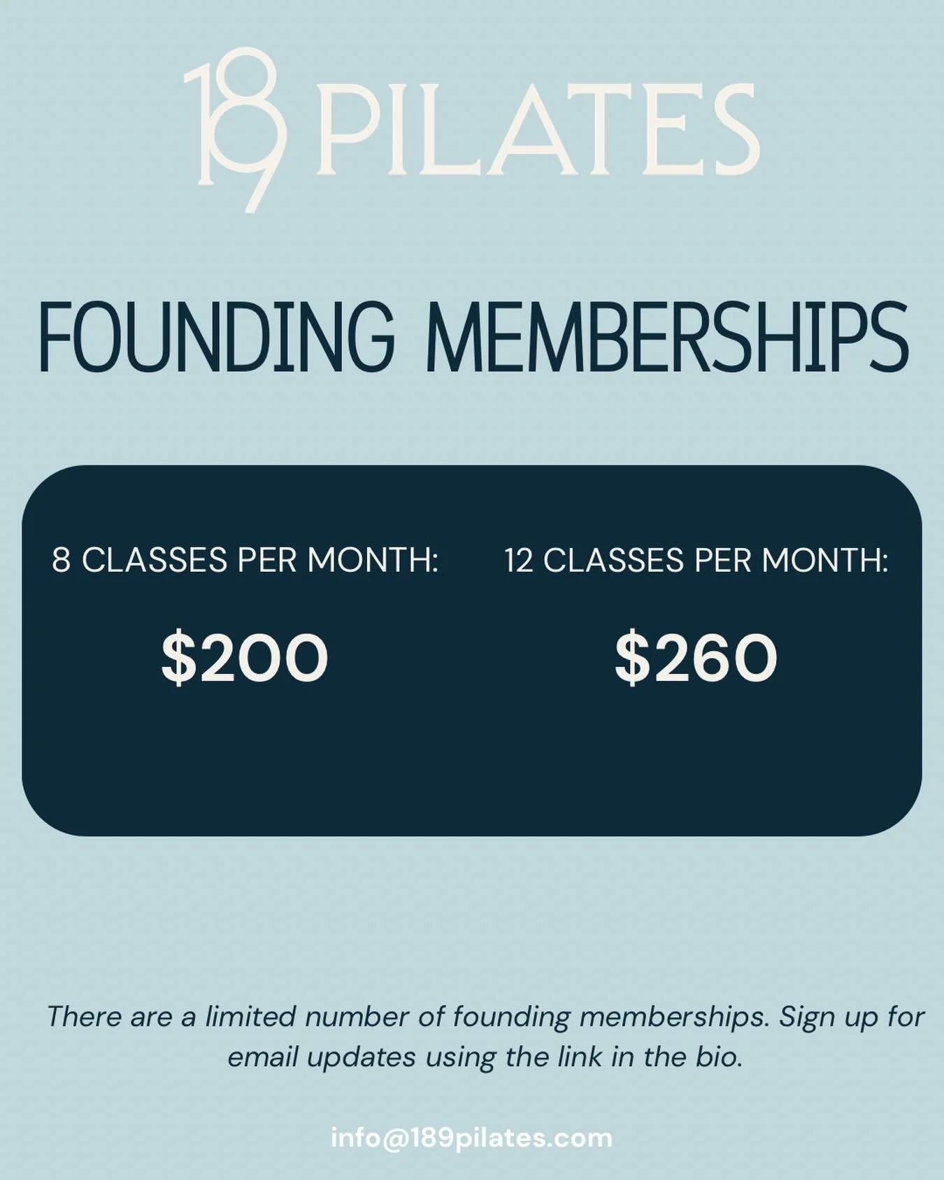 189 Founding Memberships!  Which membership are you most interested in?