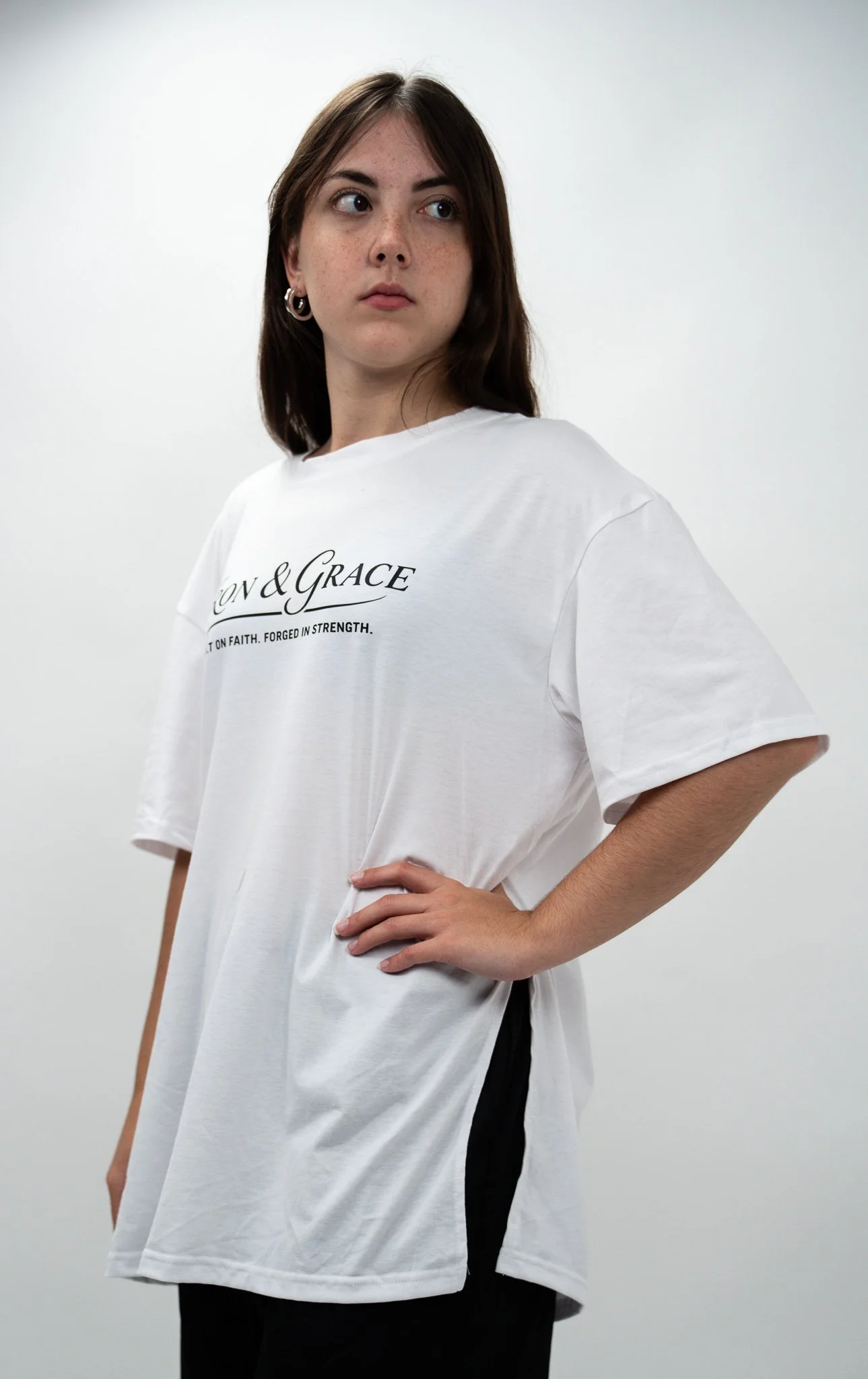 Iron & Grace Split Crew - White