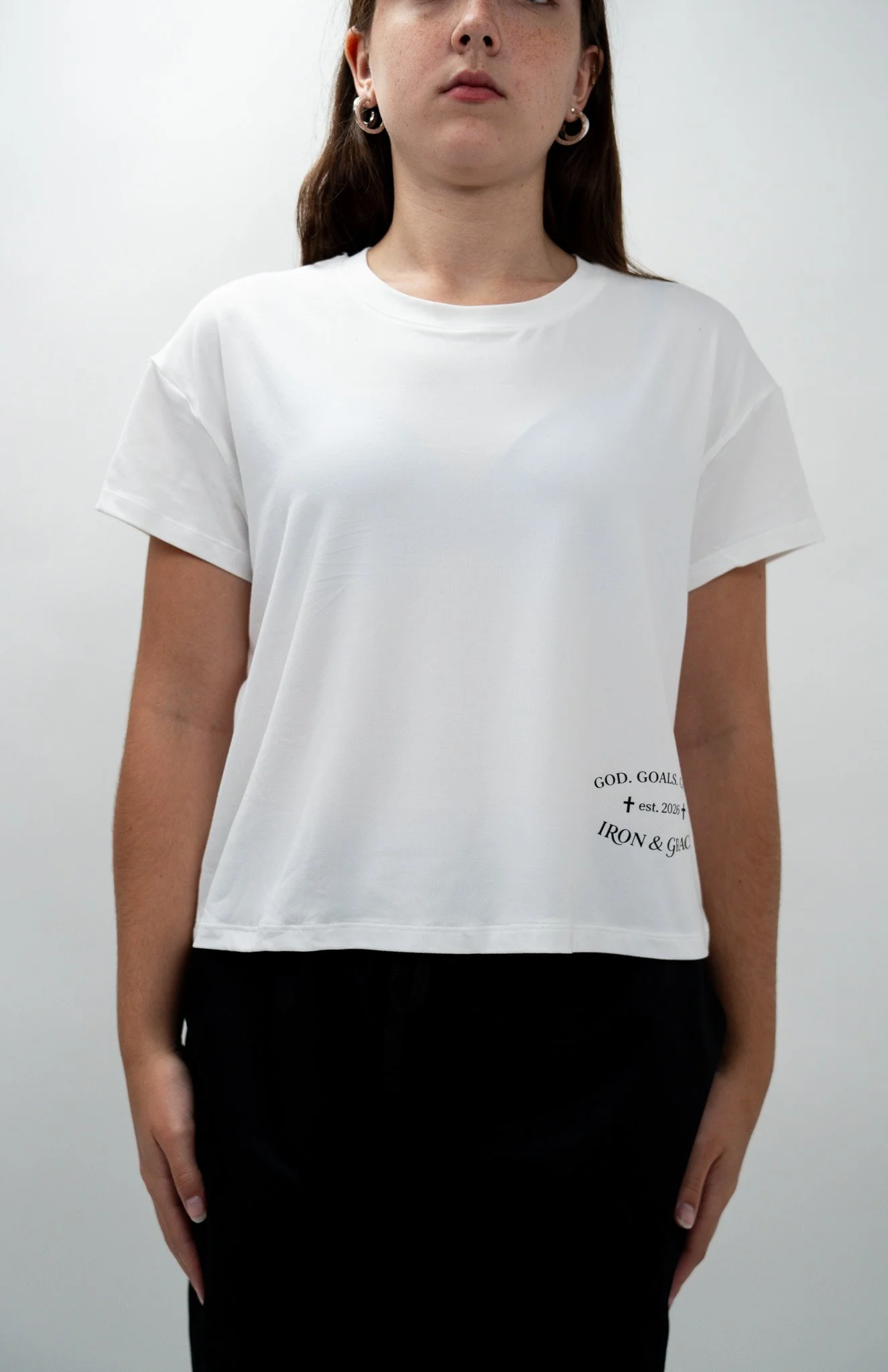 Iron & Grace Cropped Crew - White