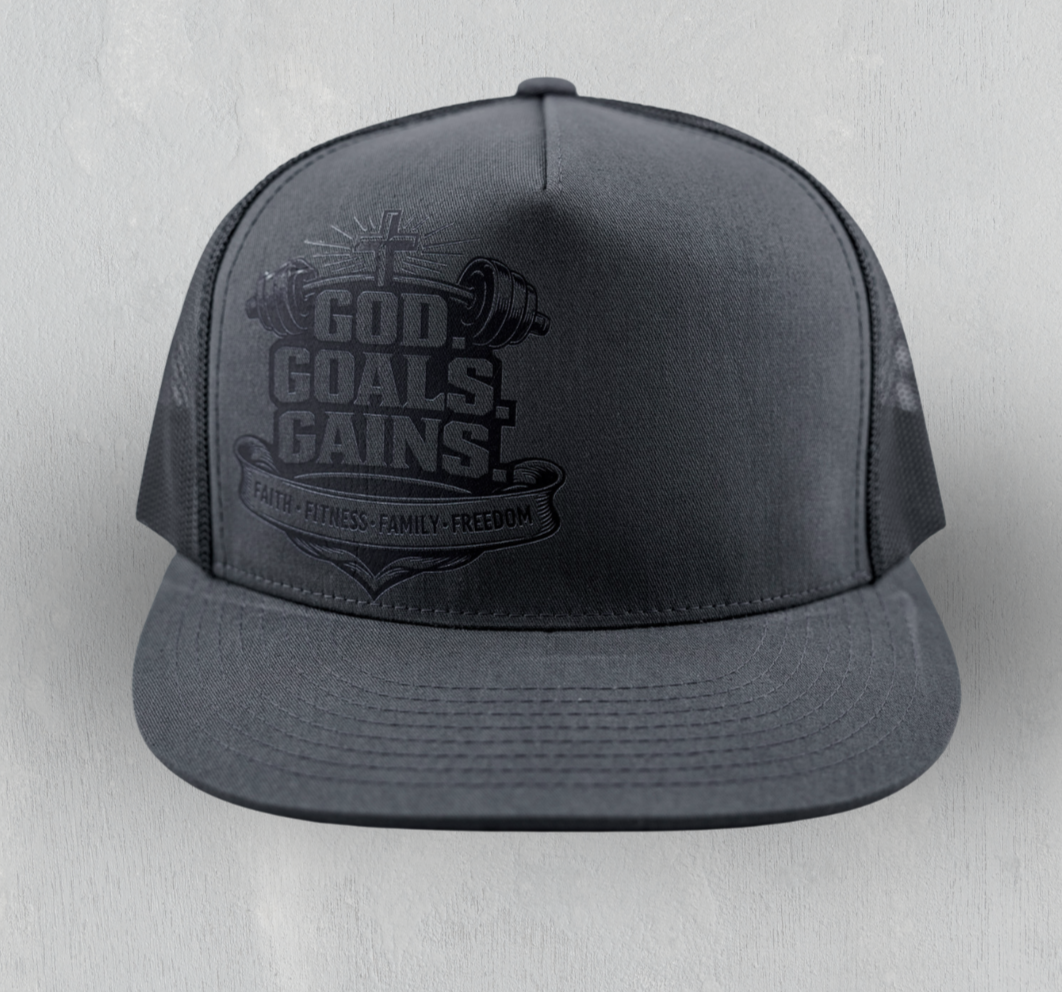 Gym Logo Trucker Hat | Charcoal & Black
