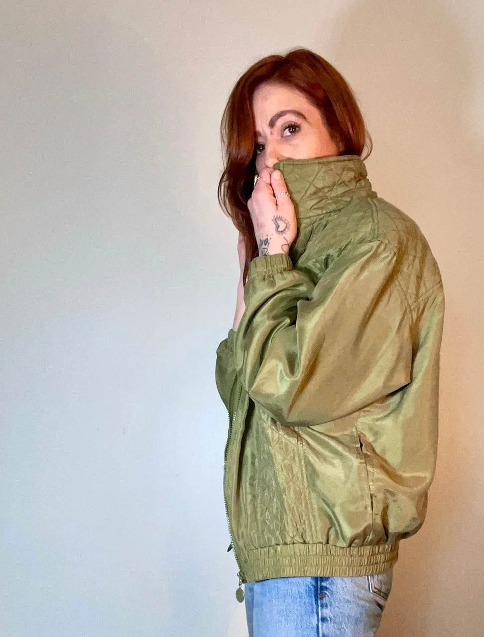 Quilted Silk Utility Bomber