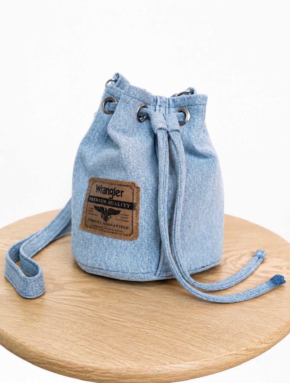 Reworked Wrangler Denim Mini Bucket Bag