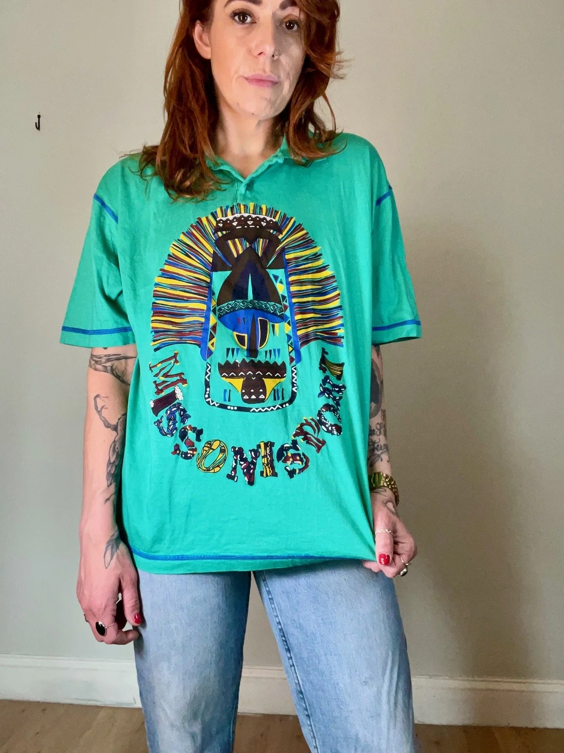 Vintag Missoni Sport Tribal Graphic Polo
