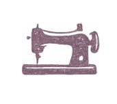Silhouette of a vintage sewing machine in purple