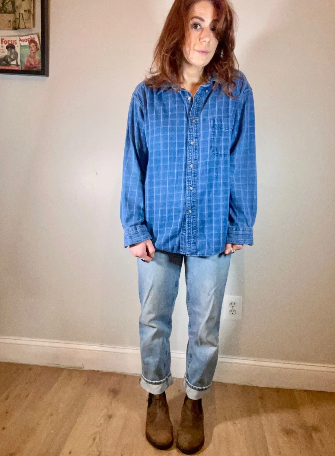 Plaid Denim Button Up