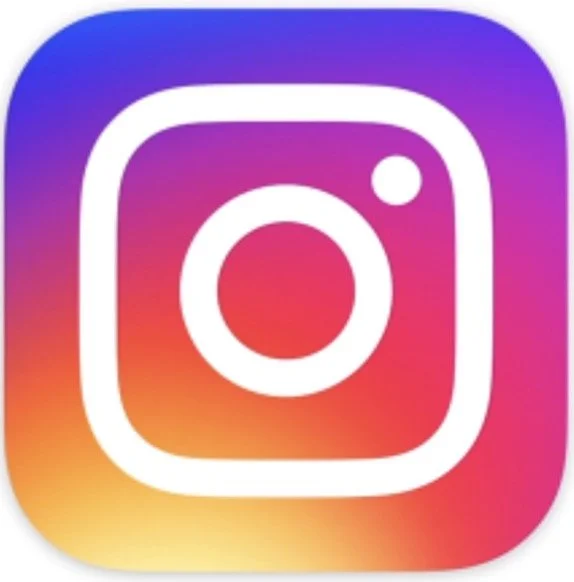 Instagram logo with a colorful gradient background.
