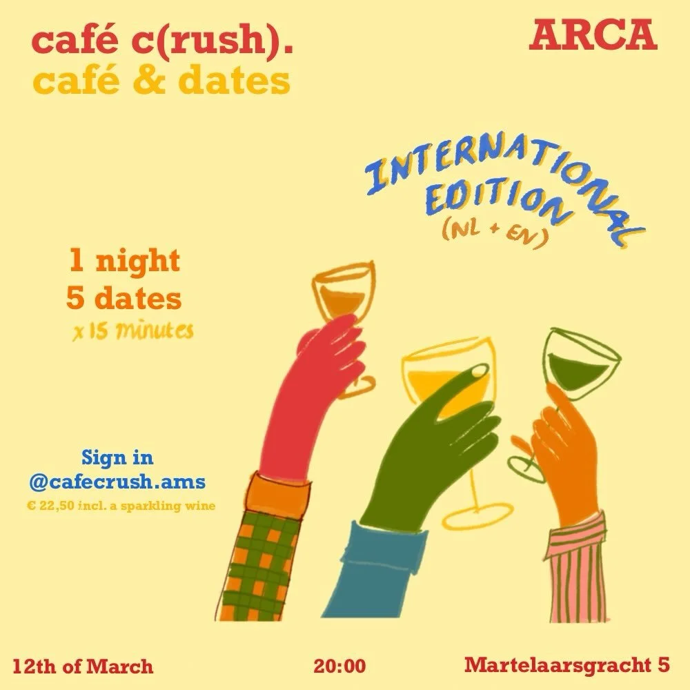 ARCA, but make it cute 💛✨

Join us for a cozy speeddating night at @arcaamsterdam &mdash; good vibes, easy conversations and a fun way to meet new people in the heart of Amsterdam. 🍸

Never been? Here&rsquo;s how it works:
You&rsquo;ll go on 5 pre-