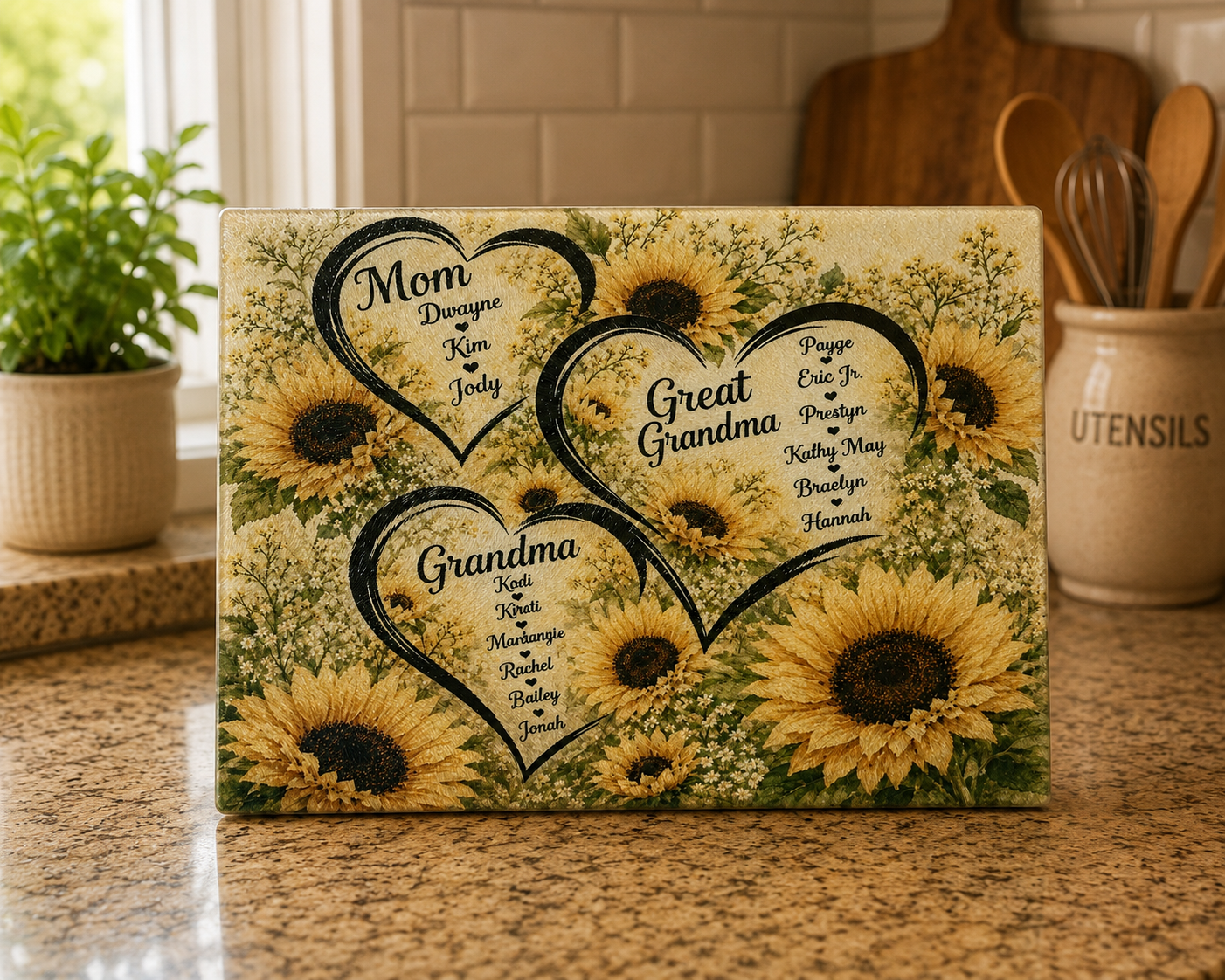 Family Name Glass Cutting Board