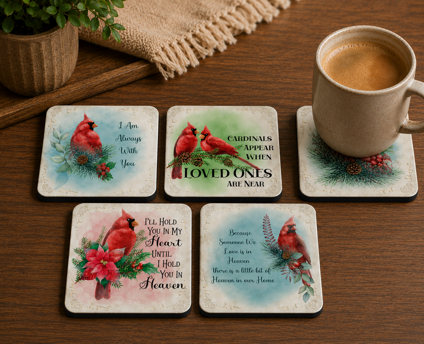 Cardinal Serenity Coasters - Set of 4