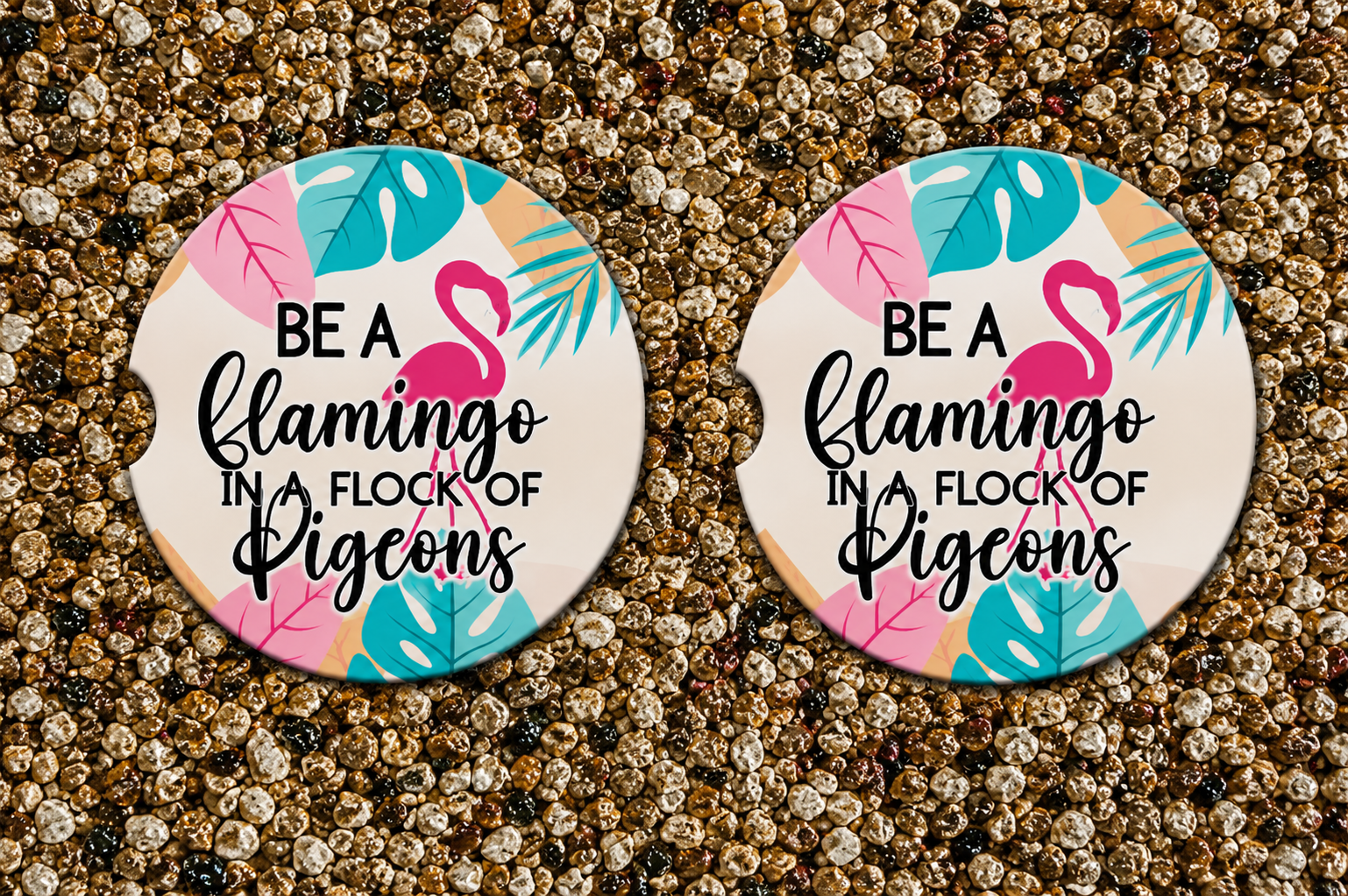 Flamingo Neoprene Car Coasters