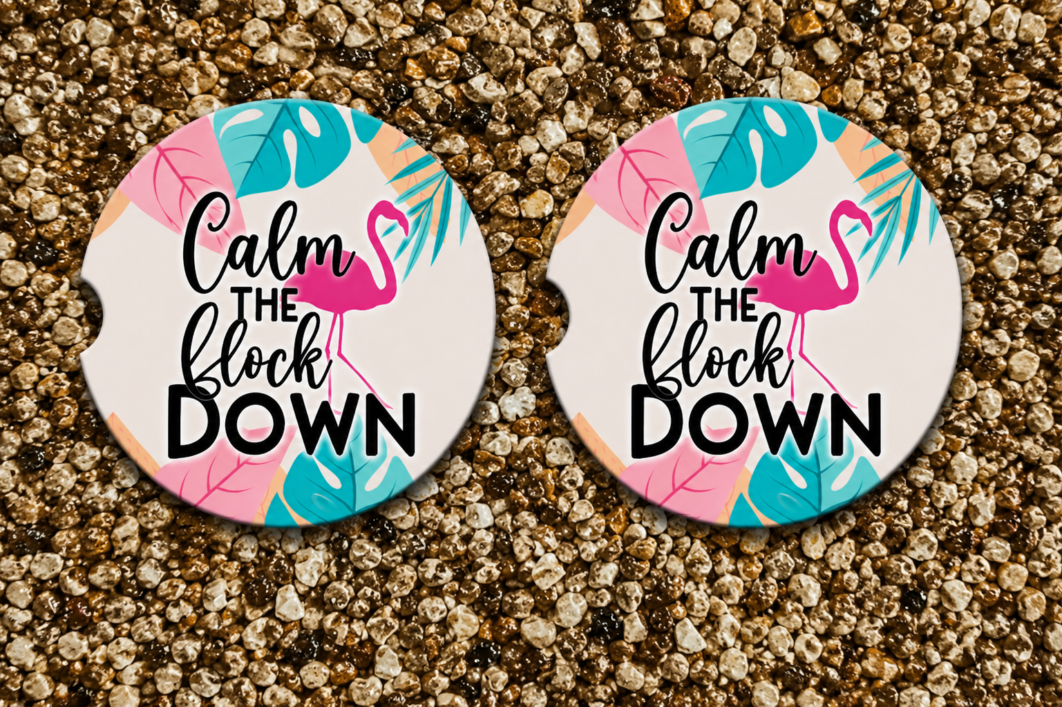 Flamingo Fun Car Coasters