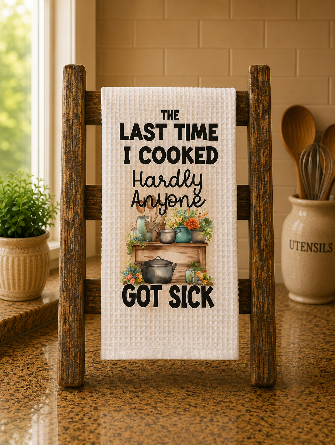 Cheerful Kitchen Towel with Humorous Design