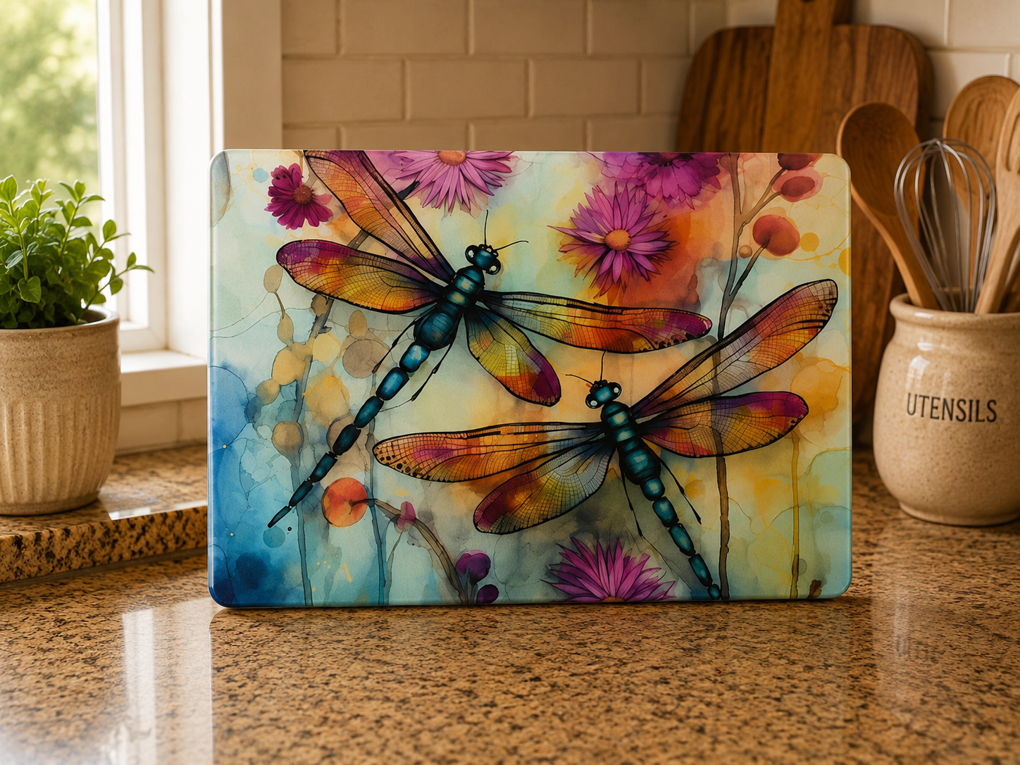 Dragonfly Delight Glass Cutting Board