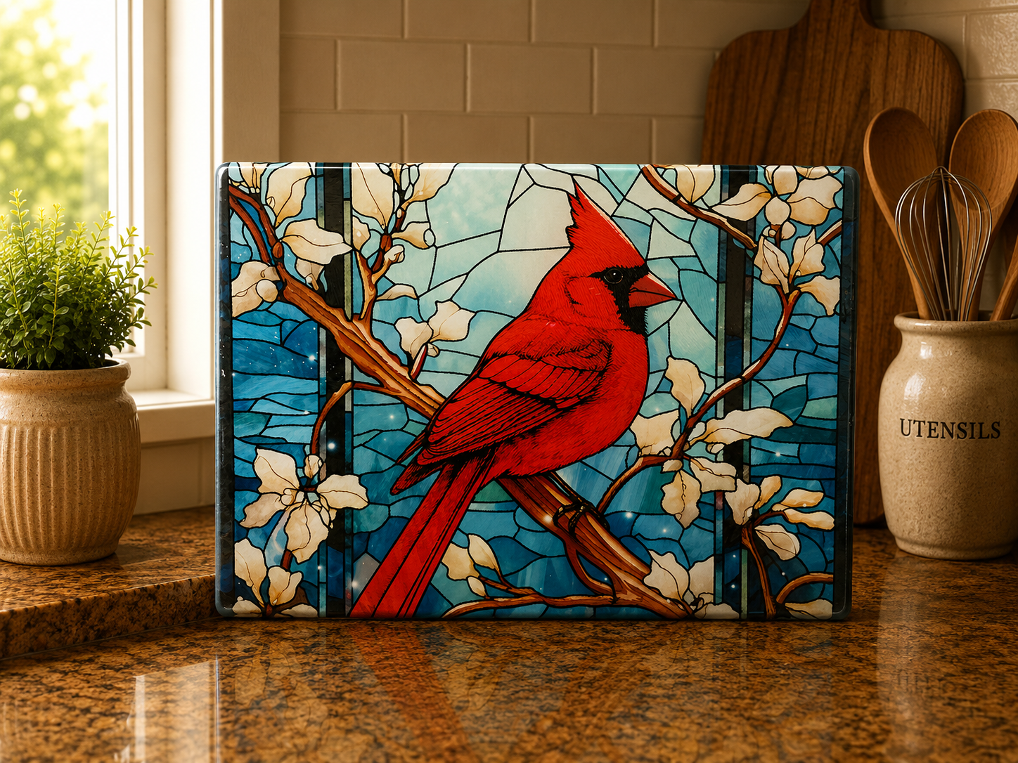 Vivid Cardinal Glass Cutting Board