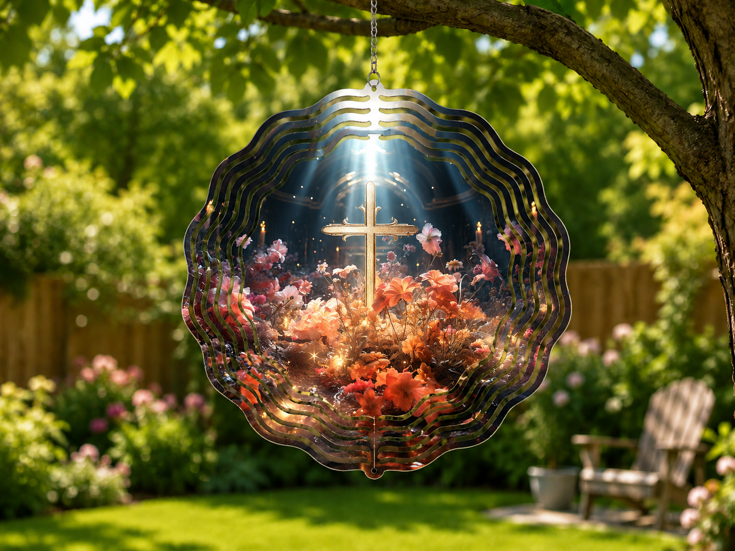 Floral Cross Wind Spinner