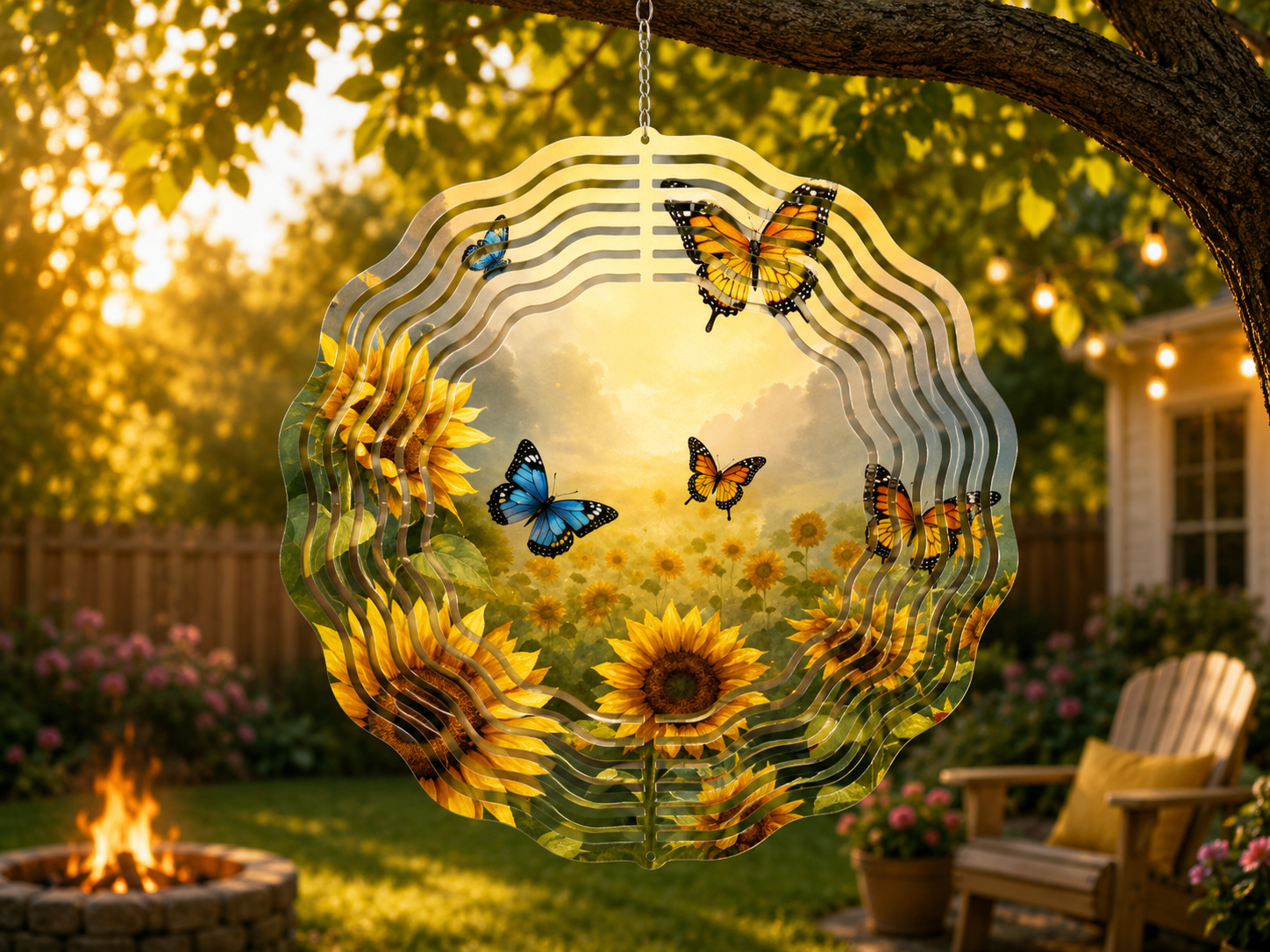 Sunflower & Butterfly Wind Spinner