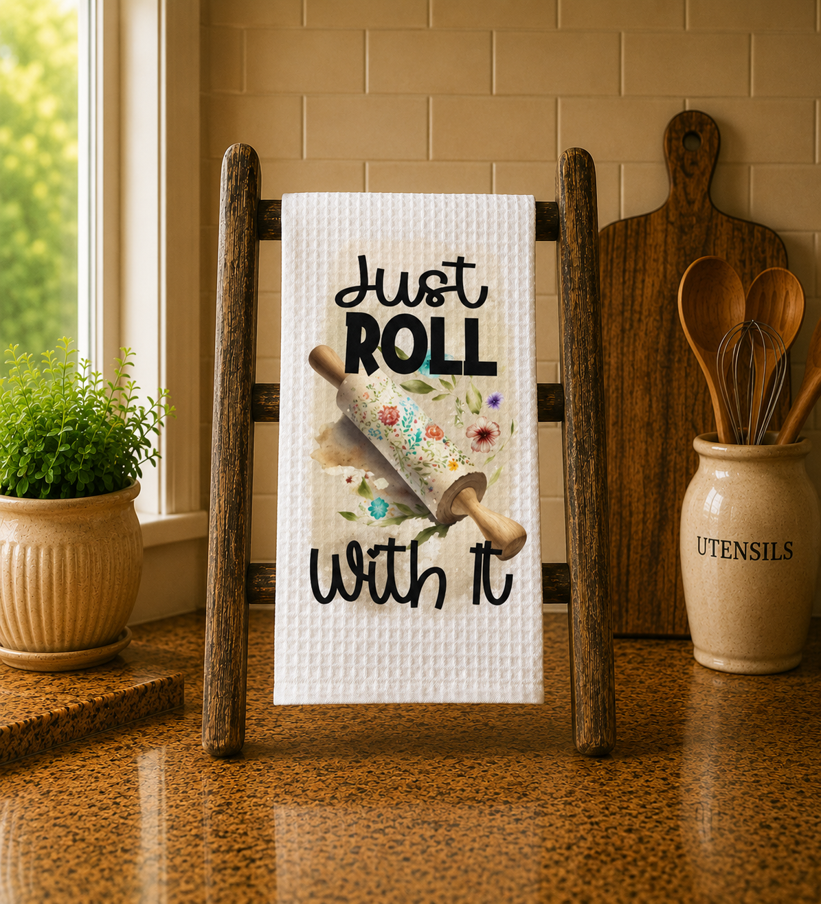 Charming 'Just Roll with It' Kitchen Towel