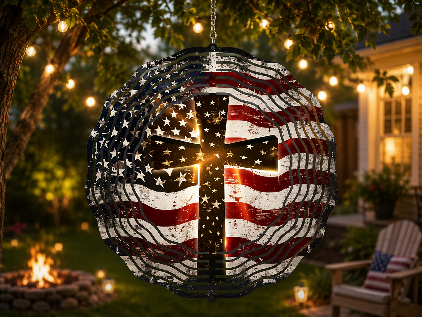 Patriotic Cross Wind Spinner