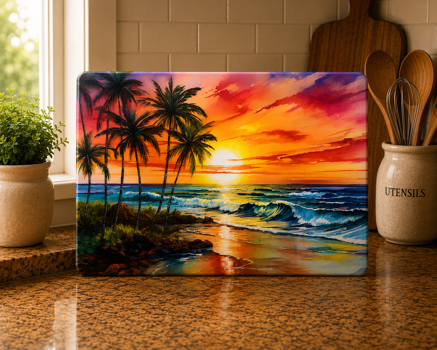 Sunset Bliss Glass Cutting Board
