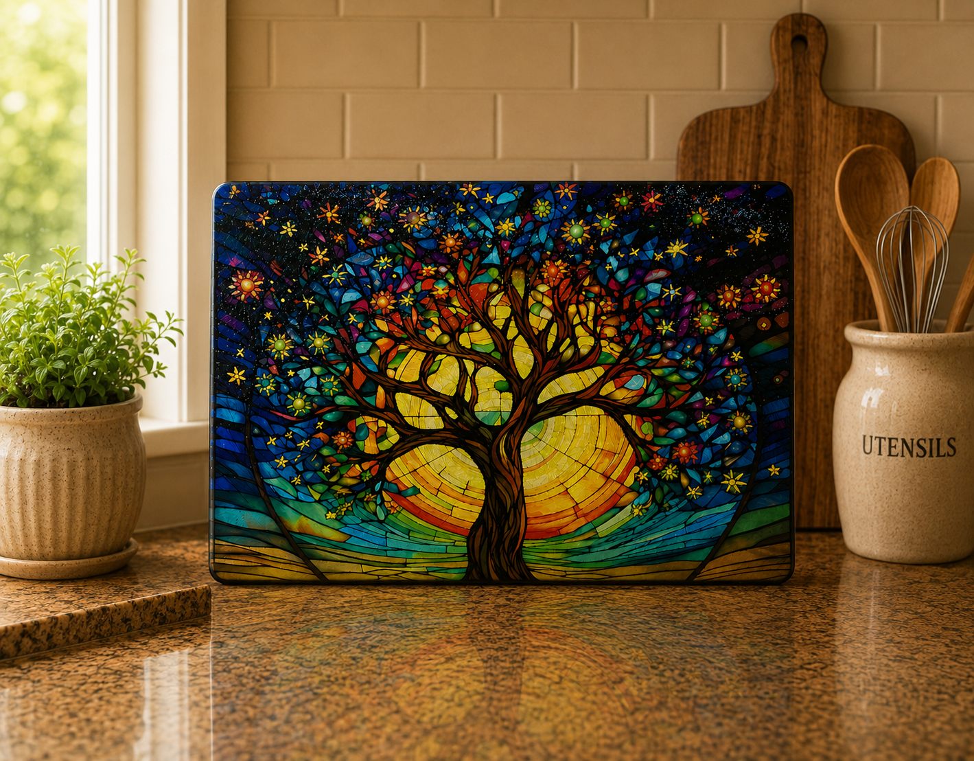 Radiant Tree of Life Glass Cutting Board