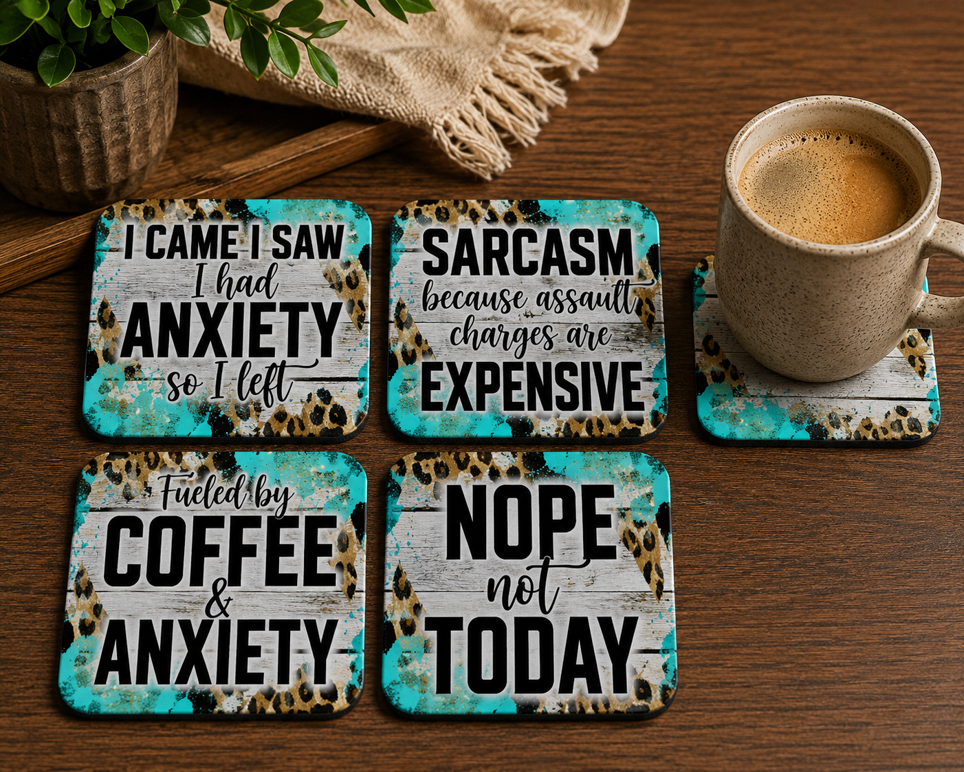 Hilarious Quote Coaster Set - Set of 4