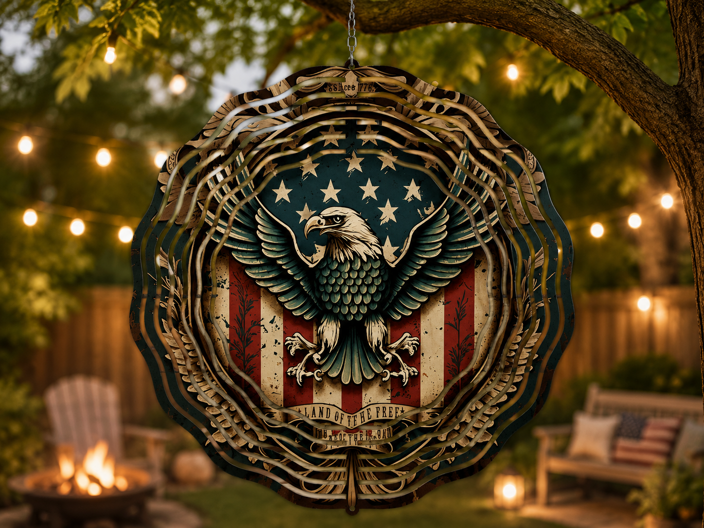 Patriotic Eagle Wind Spinner