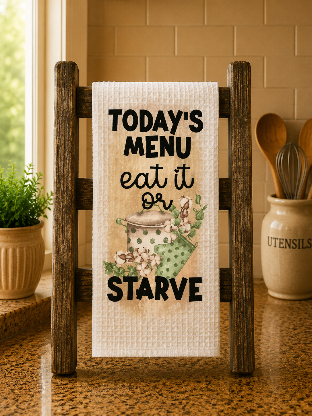 Today's Menu Humor Kitchen Towel