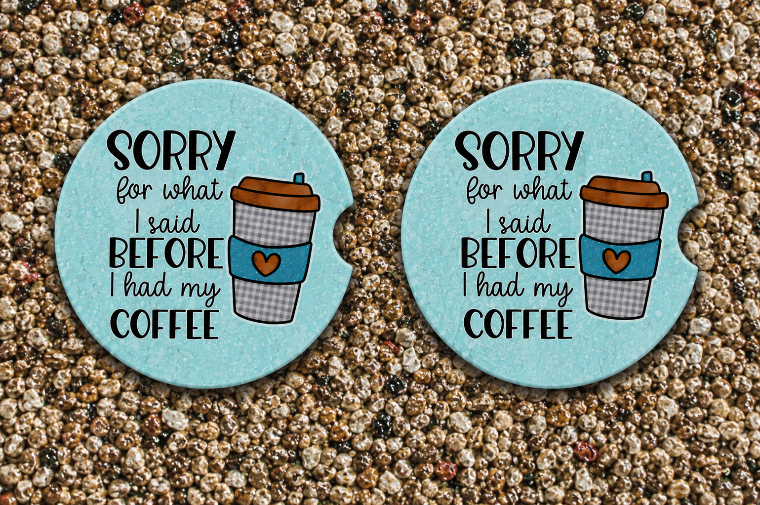 Funny Coffee-Themed Neoprene Car Coasters